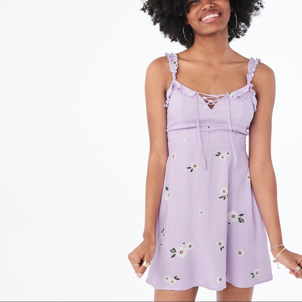 Aeropostale Floral Lace Up Fit & Flare Dress